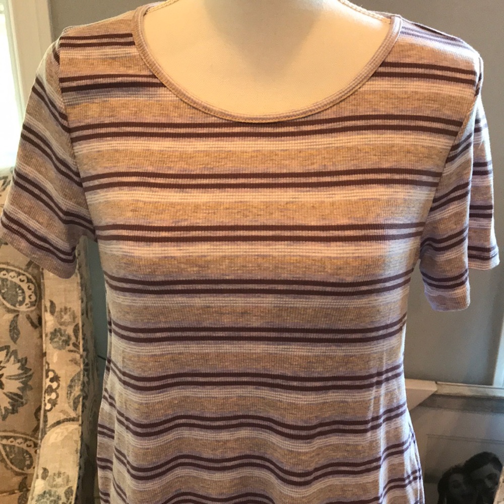 Purple Striped Tunic Dress with Ruffle Bottom